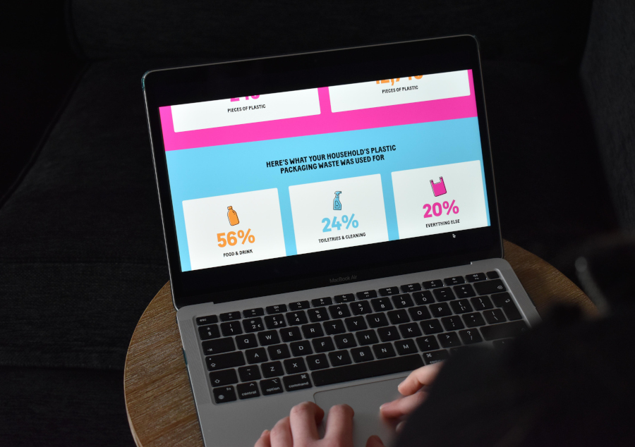 Participant looking at their personal plastic footprint on a laptop screen